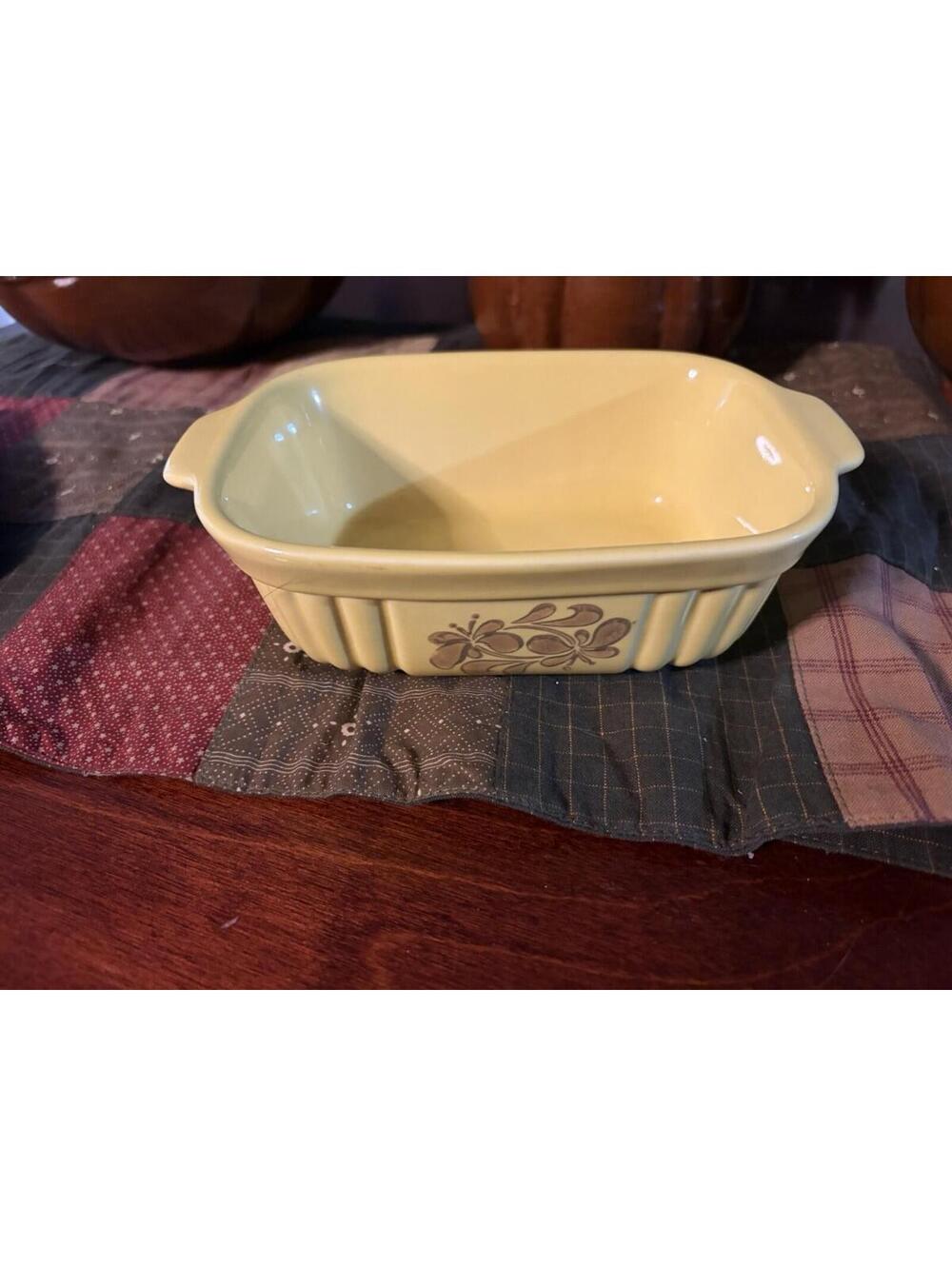 FTDA Yellow Ceramic Rectangular Baking Dish, 16 oz, Oven & Microwave Safe
